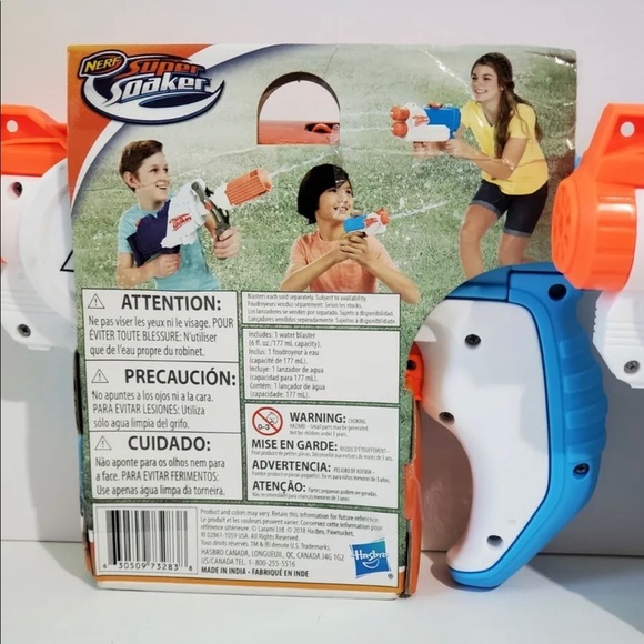 (2) Nerf Super Soaker Water Gun Piranha Blue White Orange Ages 6+ Water Toy Guns - Picture 4 of 4